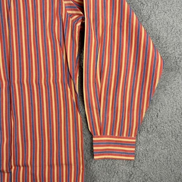 Daniel Cremieux Men's Orange Striped 100% Cotton Long Sleeve Button Up Shirt - Picture 15 of 16